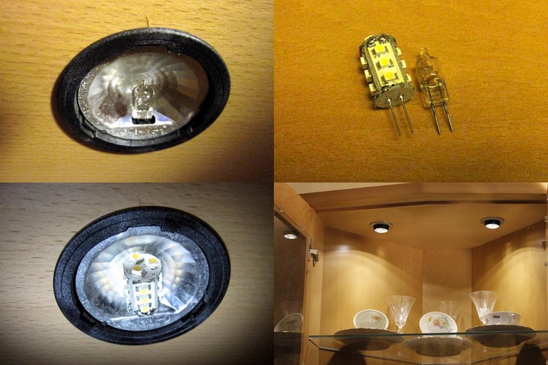Halogen Stiftsockellampe in der Eckvitrine durch LED-Leuchtmittel ersetzen